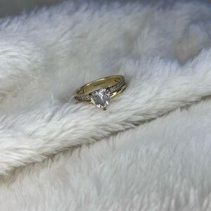 Double Band Heart Ring - 14k gold plating